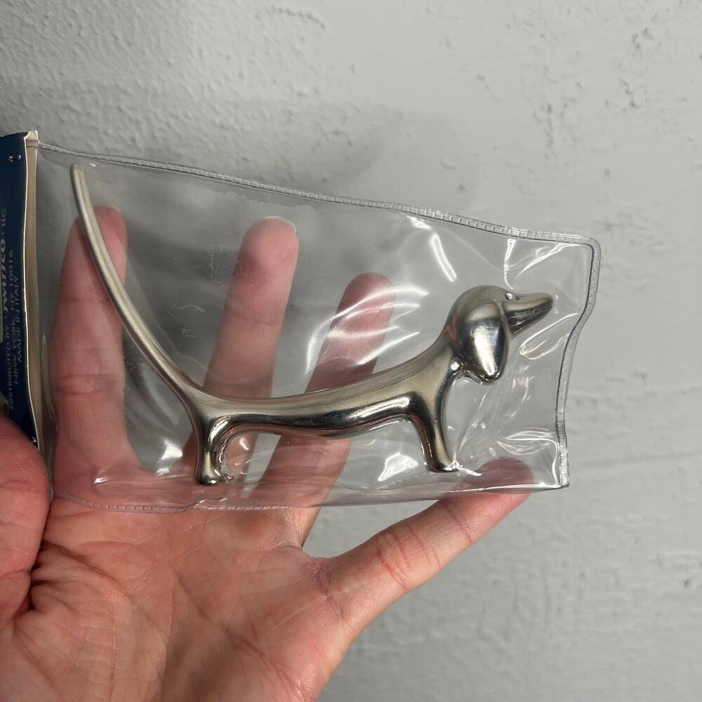 Vintage Swissco LLC Animal Ring Holder Dachshund Dog Silver Made in Italy 90s